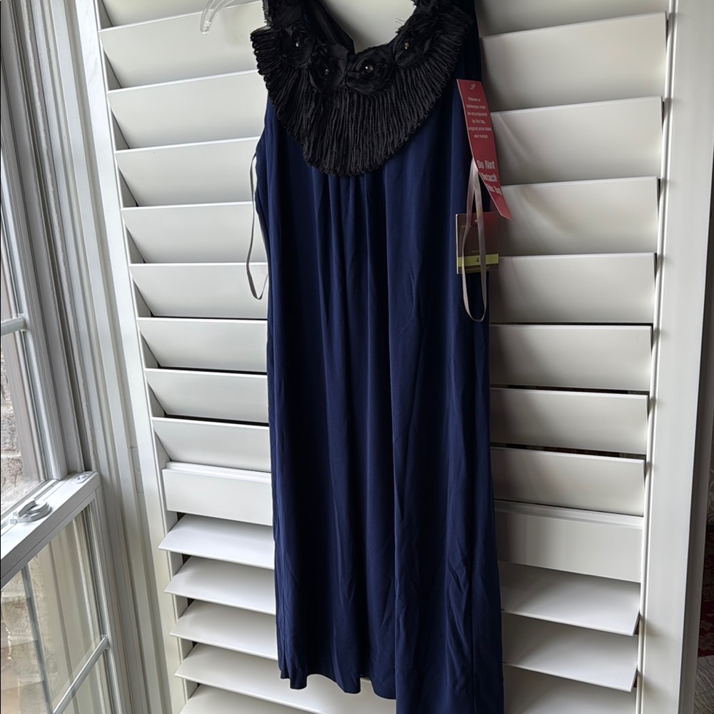 Taylor Black and Blue Chemise with Lace Details